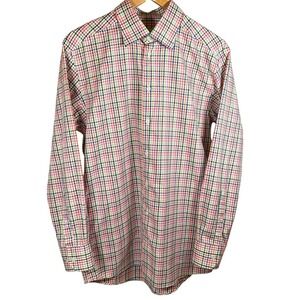 Eton Slim Fit Men's Large Long Sleeve Button Down Shirt Cotton Check Colorful‎